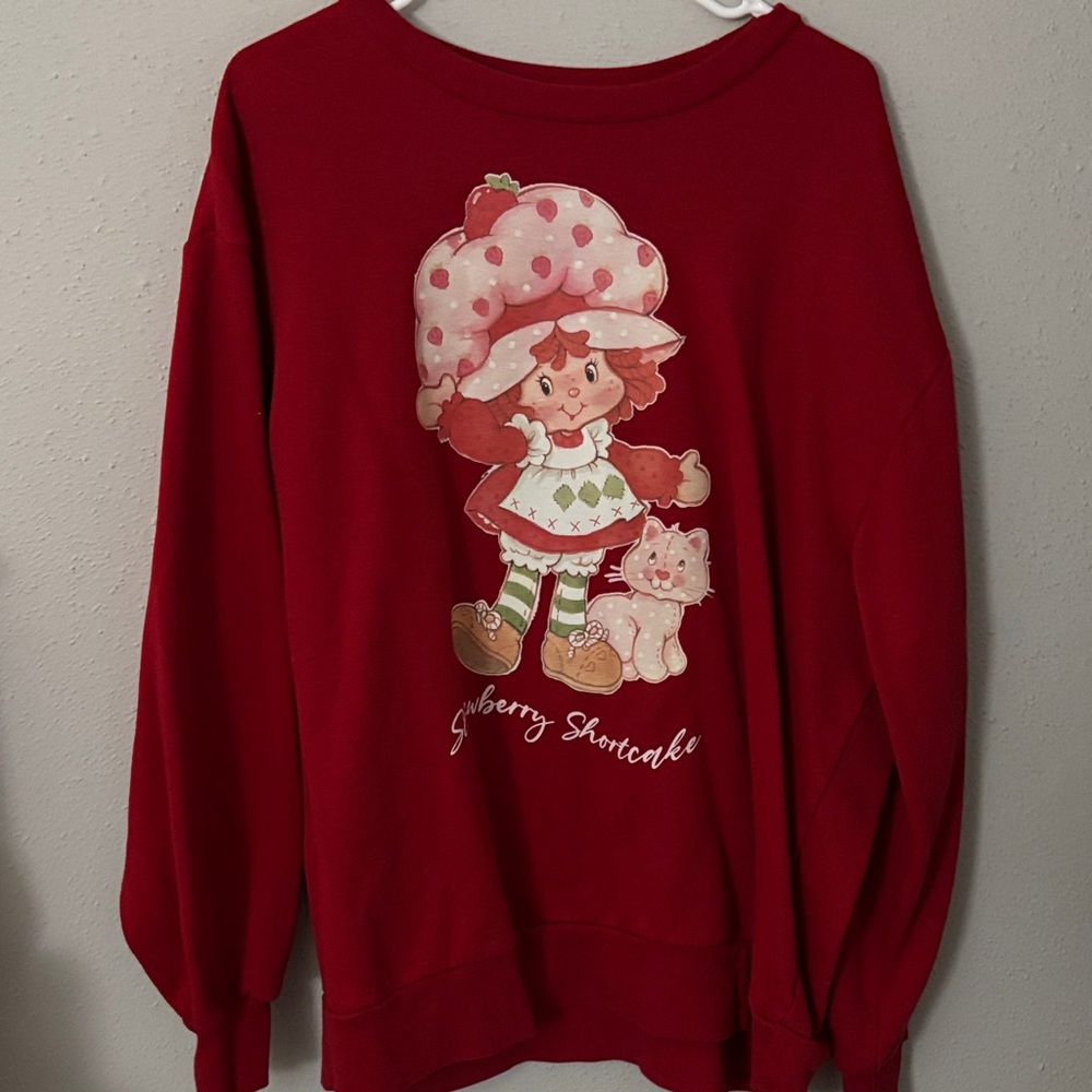 Charming Red Strawberry Shortcake Sweater